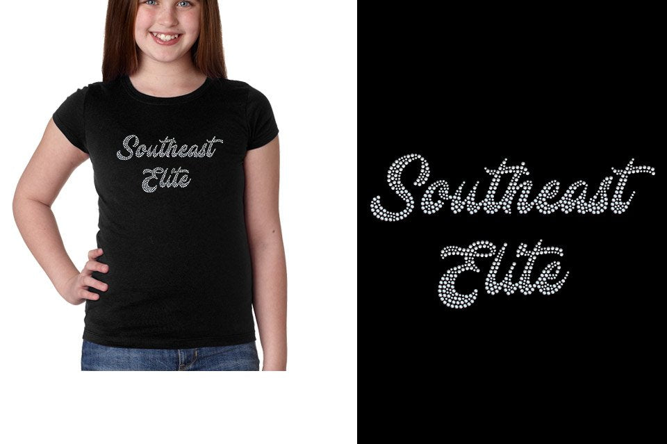 Rhinestones Southeast Elite 2-color stones Youth Girls' Princess T-Shirt