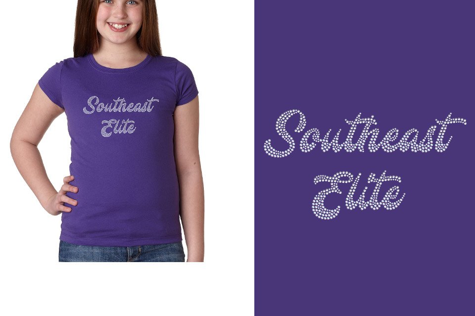 Rhinestones Southeast Elite 2-color stones Youth Girls' Princess T-Shirt