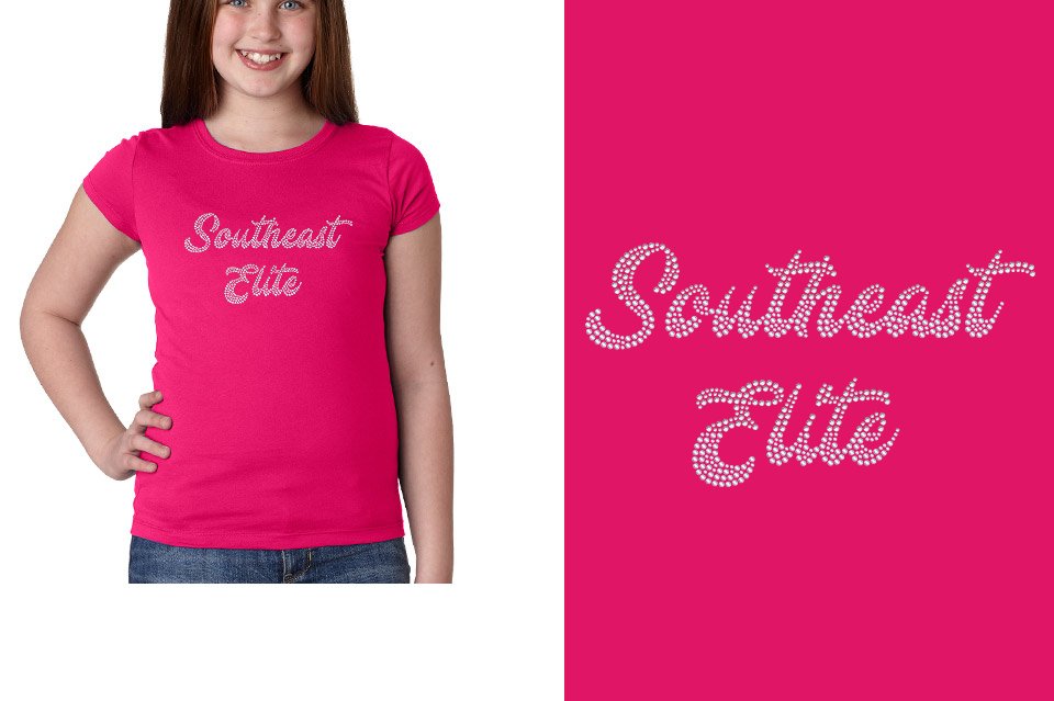 Rhinestones Southeast Elite 2-color stones Youth Girls' Princess T-Shirt