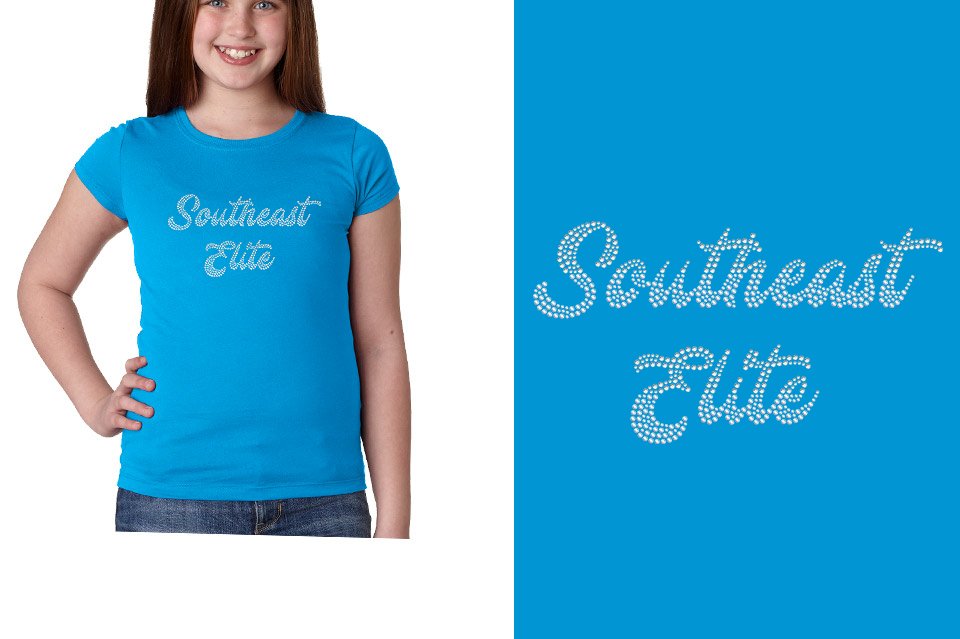 Rhinestones Southeast Elite 2-color stones Youth Girls' Princess T-Shirt