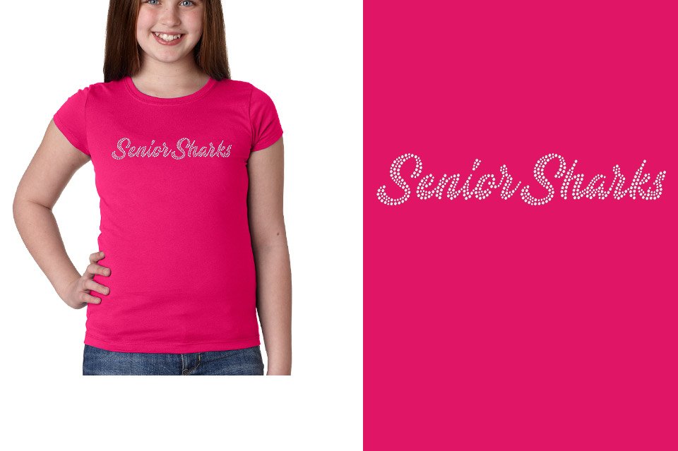 Rhinestones Southeast Elite Senior Sharks 1-color stones Youth Girls' Princess T-Shirt