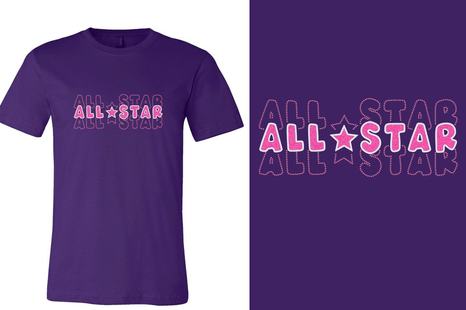 ALL STAR 3 lines glitter rhinestones Unisex t-shirt
