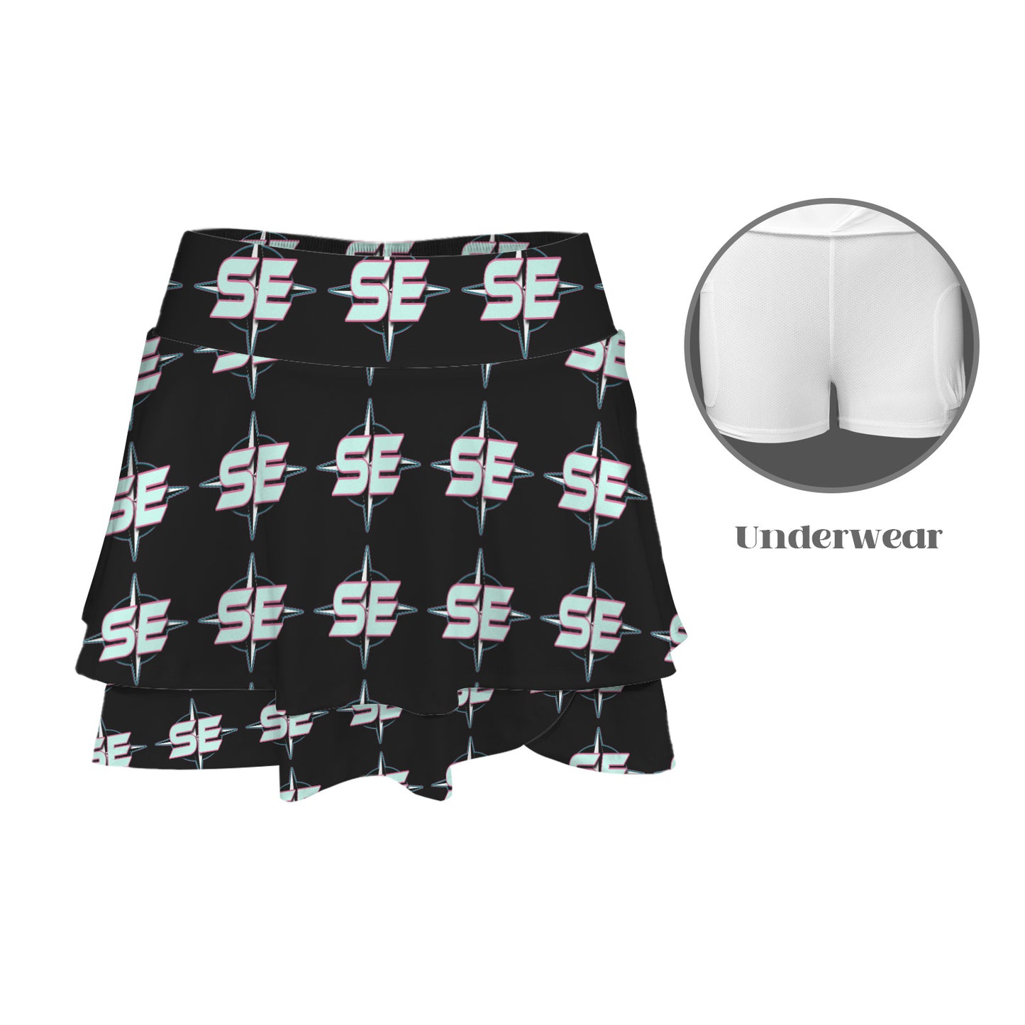 High Waist Layered Ruffle Pockets Sports Skirt